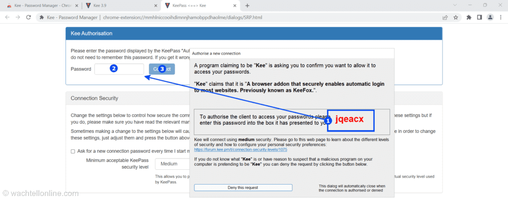 keepass-password-safe-browser-integration-chrome-web-store-kee-password-manager-authorise-a-new-connection-wm