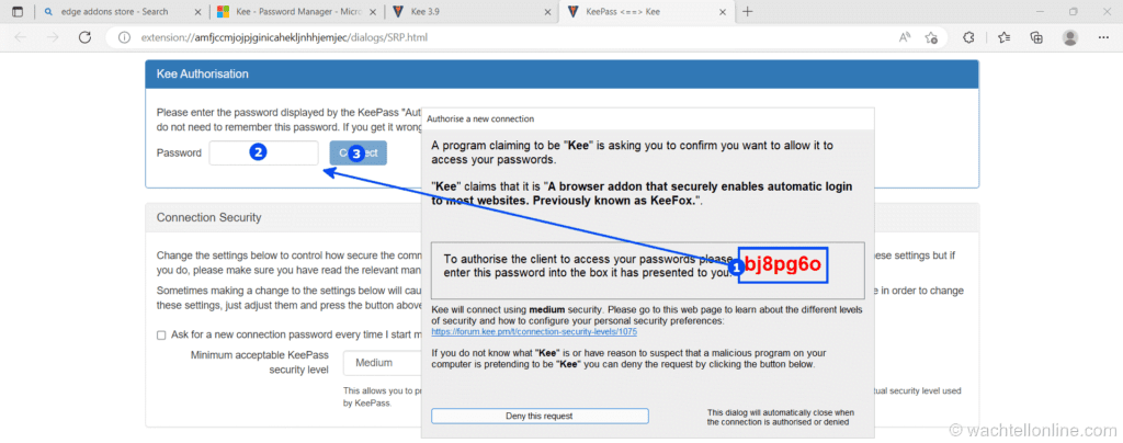 keepass-password-safe-browser-integration-edge-authorise-this-connection-wm