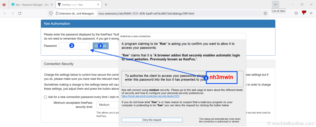 keepass-password-safe-browser-integration-firefox-authorise-this-connection-wm